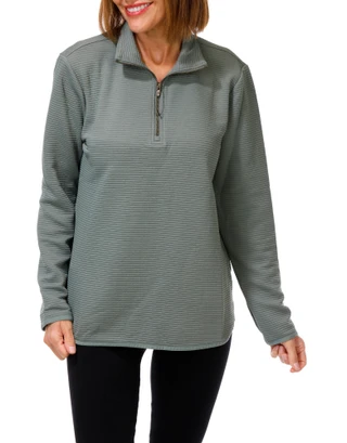 Thumbnail 1: Skechers Women's Soft Knit Ribbed Ottoman 1/4 Zip 2 Pocket Top 