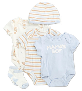 Thumbnail 1: Baby Essentials Baby Boys 5 Pc Creepers Set  