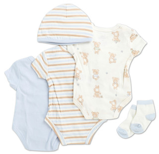 Thumbnail 2: Baby Essentials Baby Boys 5 Pc Creepers Set  