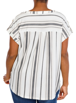 Thumbnail 2: Fifty Street Women's Plus Stripe Print Top 