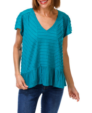 Thumbnail 1: Liverpool Women's Petite V-Neck Peplum Ruffle Hem Top 