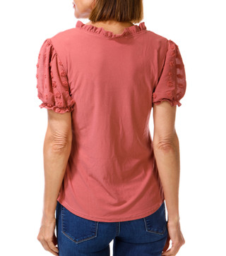Thumbnail 2: Flower & Feather Women's Ruffle Trim Top  