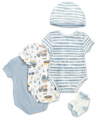 Thumbnail 2: Baby Essentials Baby Boys 5 Pc Creepers Set 