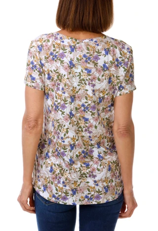 Thumbnail 3: Blue Sol Women's Short Sleeve Floral V Neck Top 