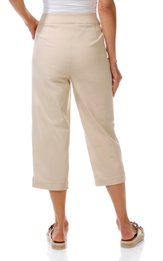 Thumbnail 3: Coral Bay Women's Solid Gold Crest Hem Capris 