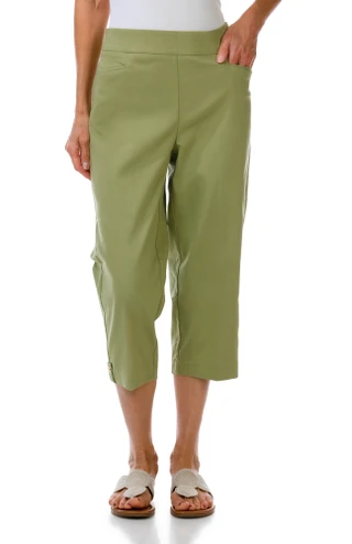 Thumbnail 1: Coral Bay Women's Solid Gold Crest Hem Capris 