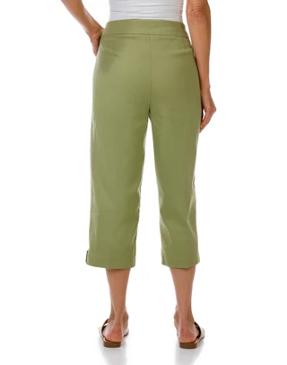 Thumbnail 3: Coral Bay Women's Solid Gold Crest Hem Capris 
