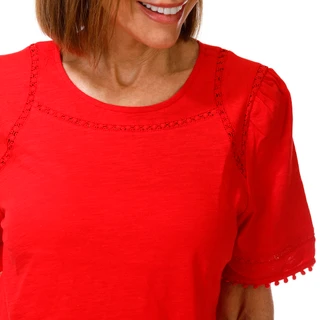 Thumbnail 2: Coral Bay Petite Short Sleeve Top w/ Lace Insets 