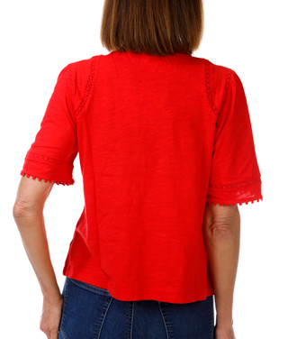 Thumbnail 3: Coral Bay Petite Short Sleeve Top w/ Lace Insets 