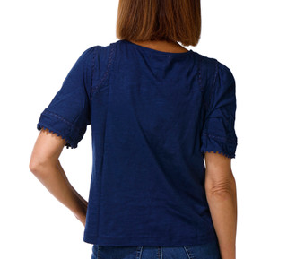 Thumbnail 2: Coral Bay Petite Short Sleeve Top with Lace Insets 