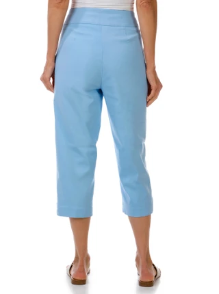 Thumbnail 2: Coral Bay Women's Solid Double Gold Bar Hem Capris 