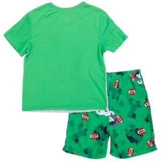 Thumbnail 2: Minecraft Boy's 2 Pc Short Sleeve Creeper Short Sleep Set 