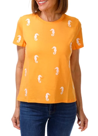 Thumbnail 1: Philosophy Petite Embroidered Short Sleeve Top 