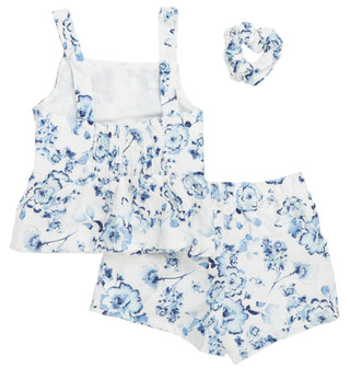 Thumbnail 2: B TWEEN Girl's Sleeveless Linen Peplum Tank Shorts Set 