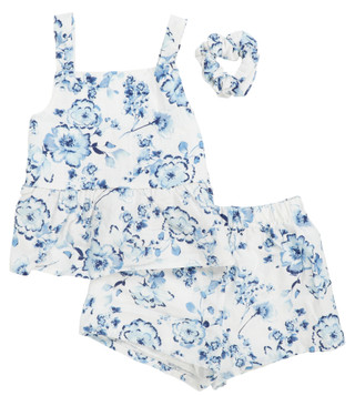Thumbnail 1: B TWEEN Girl's Sleeveless Linen Peplum Tank Shorts Set 