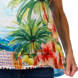 Thumbnail 2: Democracy Women's Sleeveless Printed Satin V Neck Top 