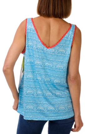 Thumbnail 3: Democracy Women's Sleeveless Printed Satin V Neck Top 