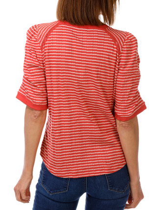 Thumbnail 2: Democracy Women's Puff Sleeve Picot V-Neck Knit Top 