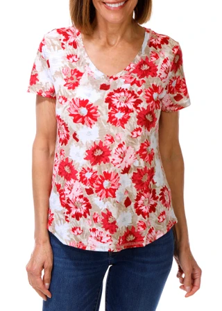 Thumbnail 1: Blue Sol Petite V-Neck Print Top 