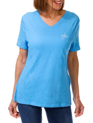 Thumbnail 2: Guy Harvey Women's Moisture Wicking V-Neck Tee 