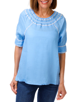 Thumbnail 1: Spartina 449 Women's Embroidered Kella Linen Blouse 