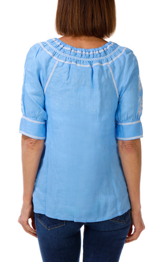 Thumbnail 2: Spartina 449 Women's Embroidered Kella Linen Blouse 