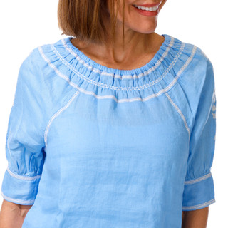 Thumbnail 3: Spartina 449 Women's Embroidered Kella Linen Blouse 
