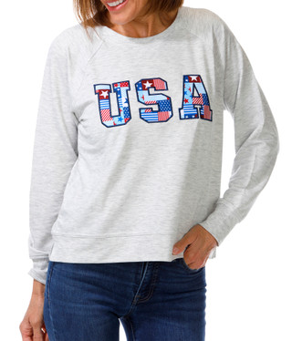Thumbnail 1: Philosophy Petite Long Sleeve USA Applique Sweater 