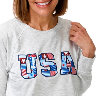 Thumbnail 3: Philosophy Petite Long Sleeve USA Applique Sweater 