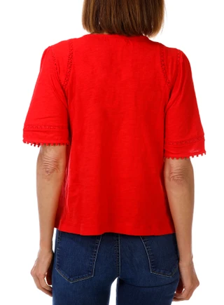 Thumbnail 2: Coral Bay Women's Short Sleeve Top w/ Lace Insets 
