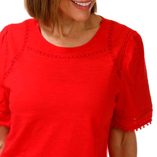 Thumbnail 3: Coral Bay Women's Short Sleeve Top w/ Lace Insets 