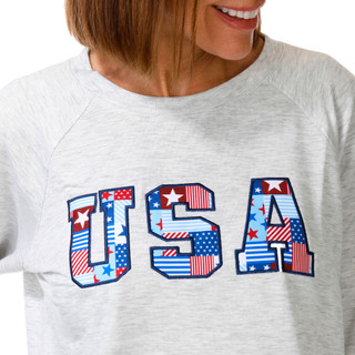 Thumbnail 3: Philosophy Women's Long Sleeve USA Applique Sweater 