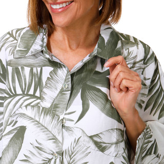 Thumbnail 3: Cristina Vergani Women's 3/4 Sleeve Wide Arm Button Front Top 