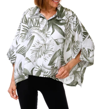 Thumbnail 1: Cristina Vergani Women's 3/4 Sleeve Wide Arm Button Front Top 