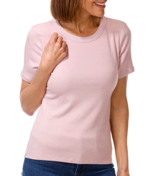 Thumbnail 1: Cyrus Women's Short Sleeve Ribbed Crew Neck Top 