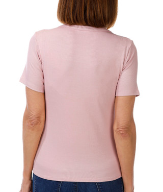 Thumbnail 2: Cyrus Women's Short Sleeve Ribbed Crew Neck Top 