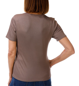 Thumbnail 2: Cyrus Women's Short Sleeve Ribbed Crew Neck Top 
