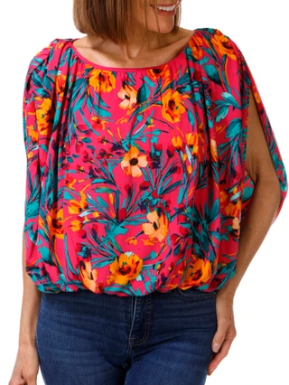 Thumbnail 1: Vera Rose New York Women's Short Sleeve Bubble Hem Top 
