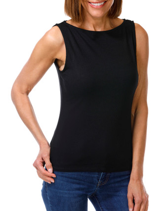 Thumbnail 1: Cyrus Women's Sleeveless Ribbed Boat Neck Tank 