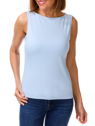 Thumbnail 1: Cyrus Women's Sleeveless Ribbed Boat Neck Tank 