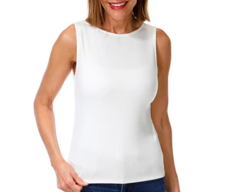 Thumbnail 1: Cyrus Women's Sleeveless Ribbed Boat Neck Tank 