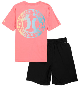 Thumbnail 1: Hurley Boy's 2 Pc Short Sleeve Logo Tee Short Set 