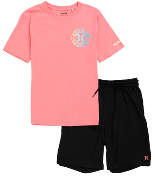Thumbnail 2: Hurley Boy's 2 Pc Short Sleeve Logo Tee Short Set 