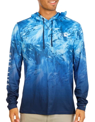 Thumbnail 1: Salt Life Men's Tuna Tactics Hooded Long Sleeve Shirt 