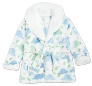 Thumbnail 1: LITTLE CELEBRITY Baby Boys Dino Print Bath Robe  
