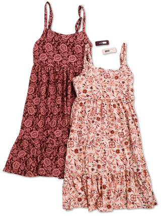 Thumbnail 1: Btween Little Girls 2 Pk Ruffle Hem Maxi Dresses with Barrettes 