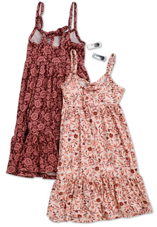 Thumbnail 2: Btween Little Girls 2 Pk Ruffle Hem Maxi Dresses with Barrettes 