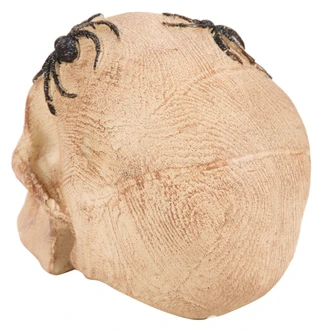 Thumbnail 2: 6 in Resin Woodgrain-Look Spidery Skull Halloween Decor 