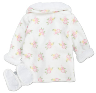 Thumbnail 2: Jessica Simpson Baby Girls 2 Pc Bath Robe & Slippers Set  
