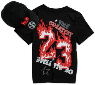 Thumbnail 1: OG Hustle  Boys 2 Pc GOAT 23 Flames Tee with Cap 